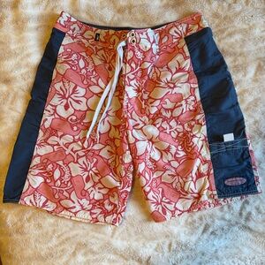 Vineyard Vines Red and Blue Floral Swim Shorts